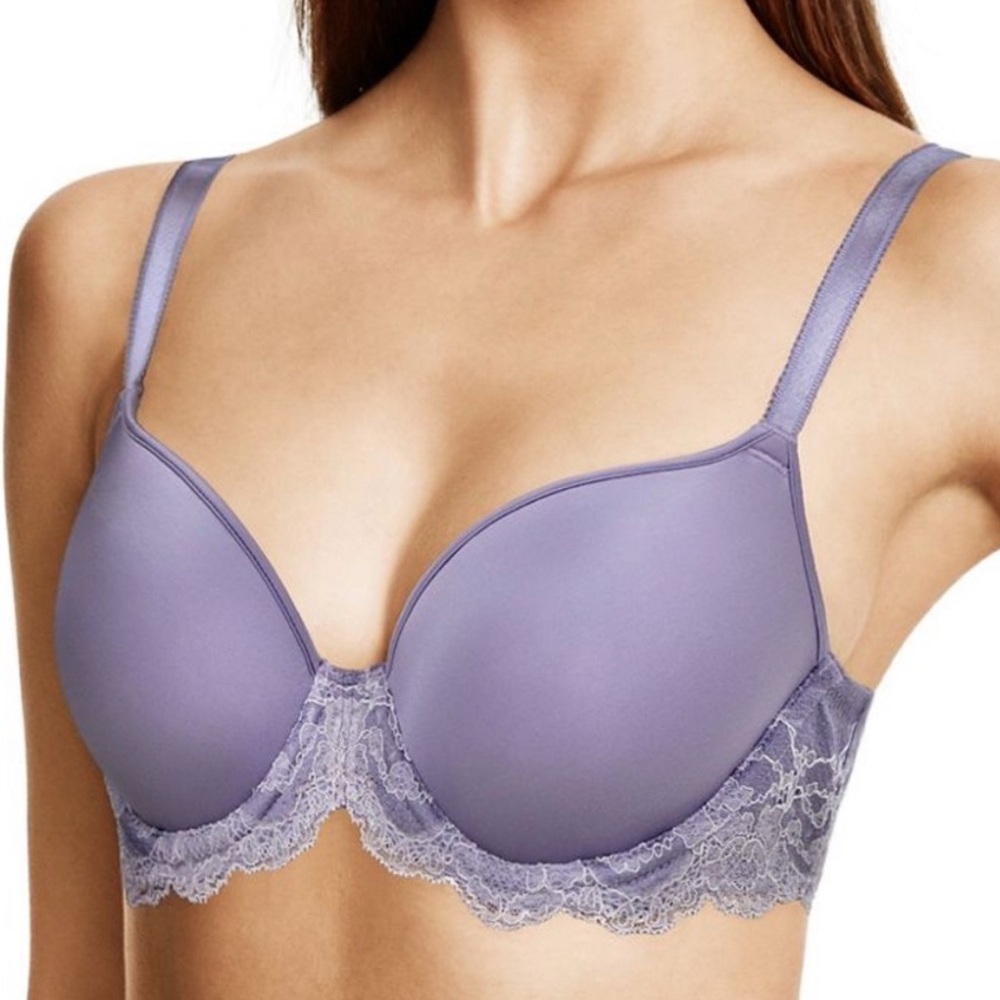 Wacoal Lace Affair Purple Satin Contour Underwire Bra‎ 853256 Sz 36B NEW